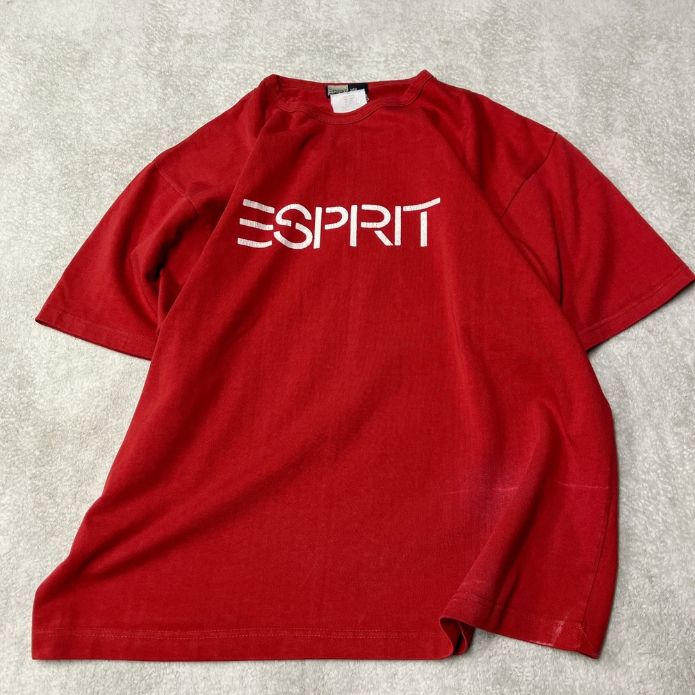 Vintage 90s ESPRIT T-Shirt Spellout Logo Short Sleeve Crew Neck Y2K Mens Large